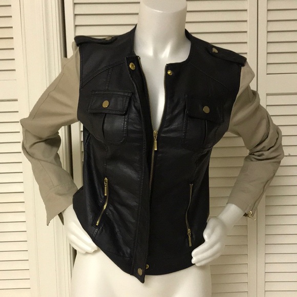 2B Bebe Jackets & Blazers - 2B Bebe Faux leather black & tan jacket